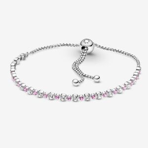 Pandora new w box, pink and clear sparkle slider bracelet
